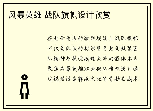 风暴英雄 战队旗帜设计欣赏